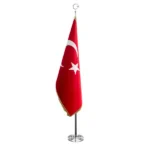 Türk Makam Bayrağı Simli Telalı Krom Direk