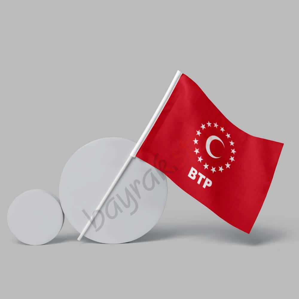 bağımsız-türkiye-partisi-1 BTP 50×75 cm Kırmızı Zemin Raşel Sopalı Bayrak - Görsel 1
