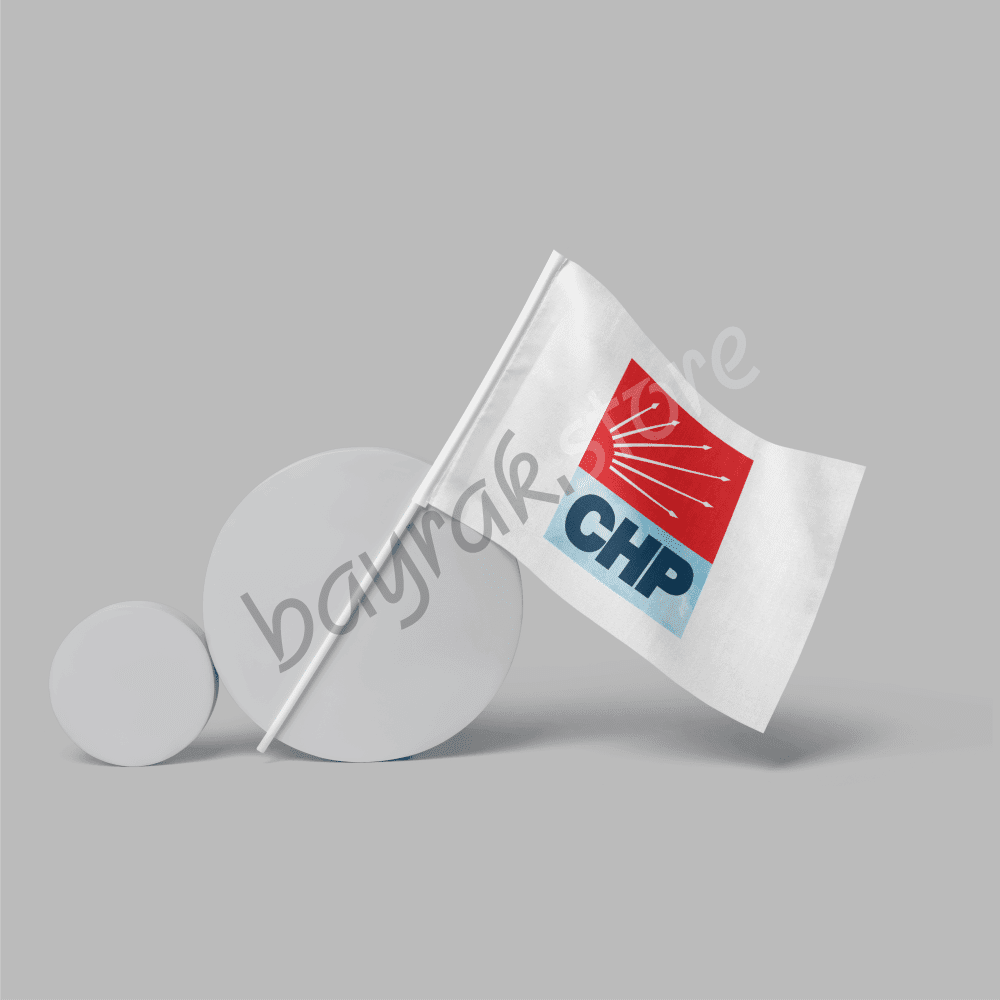 chp-bayrağı-sopalı CHP 50×75 cm Raşel Sopalı Bayrak - Görsel 1