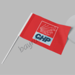 CHP 50×75 cm Kırmızı Zemin Raşel Sopalı Bayrak - Görsel 2
