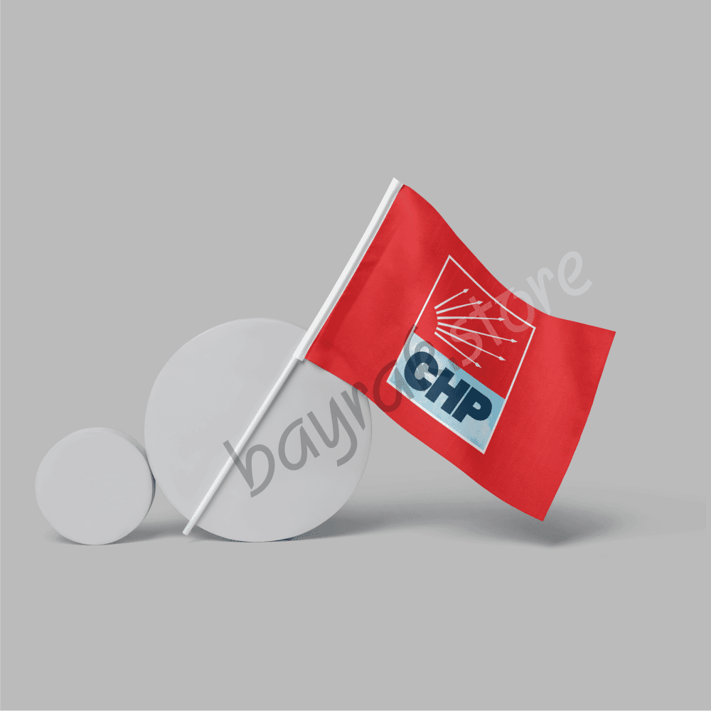 chp-kırmızı-zemin CHP 50×75 cm Kırmızı Zemin Raşel Sopalı Bayrak - Görsel 1