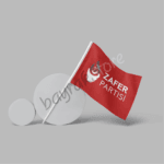 Zafer Partisi 50x75 Raşel Sopalı Bayrak (Kırmızı Zeminli)