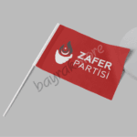 Zafer Partisi 50x75 Raşel Sopalı Bayrak (Kırmızı Zeminli) - Görsel 2