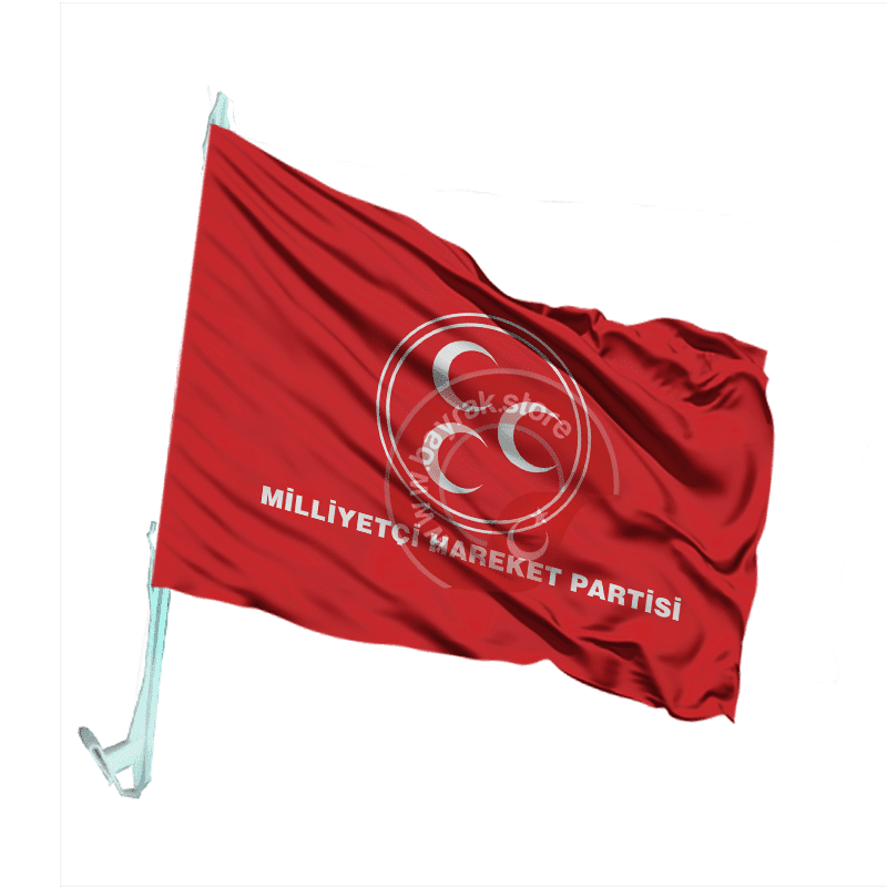 mhp-otofors-kırmızı Milliyetçi Hareket Partisi Otofors Bayrağı Kırmızı 30×45 Cm - Görsel 1