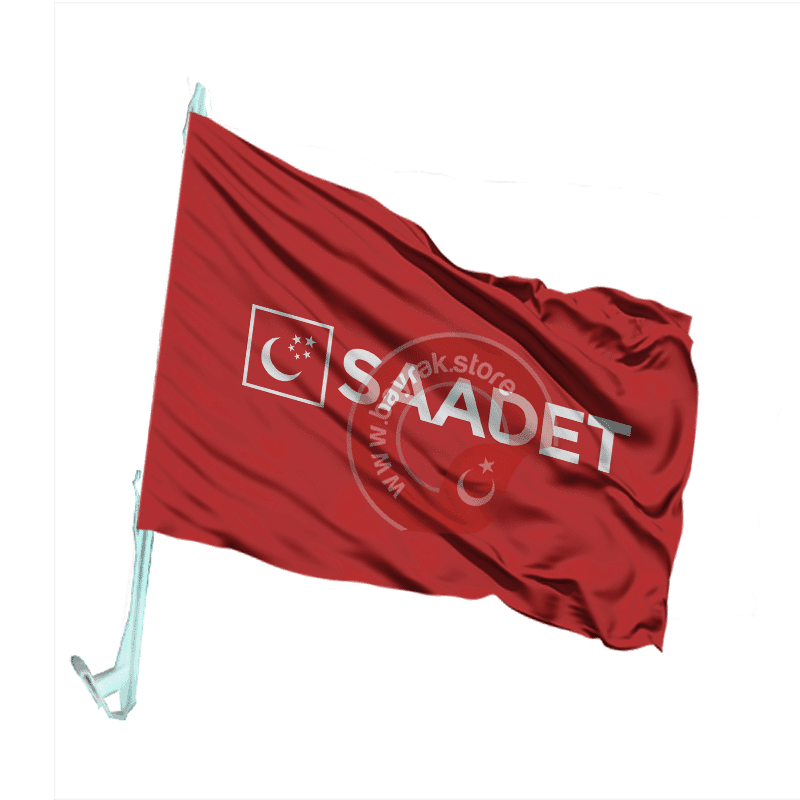 saadet-partisi-otofors-kırmızıü-zemin Saadet Partisi Otofors Bayrağı Kırmızı 30×45 Cm - Görsel 1