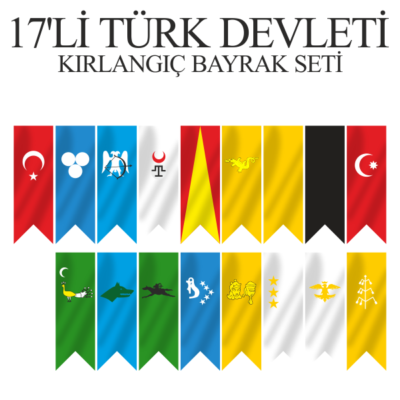 17'li Türk Devletleri Kırlangıç Bayrak Seti Satın Al