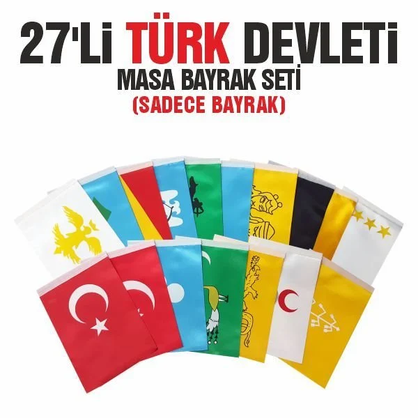 27-li-Türk-Devletleri-Masa-Bayrakları 27 li Türk Masa Bayrakları