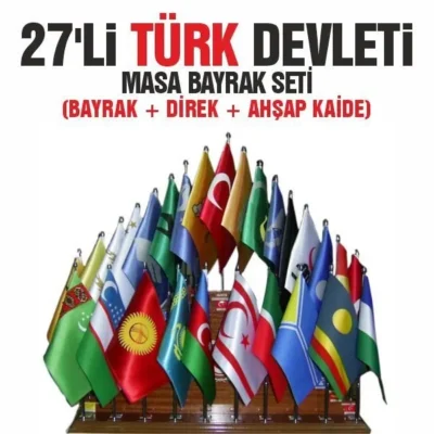 27 li Türk Devletleri Masa Bayrak Seti Takım Satın Al