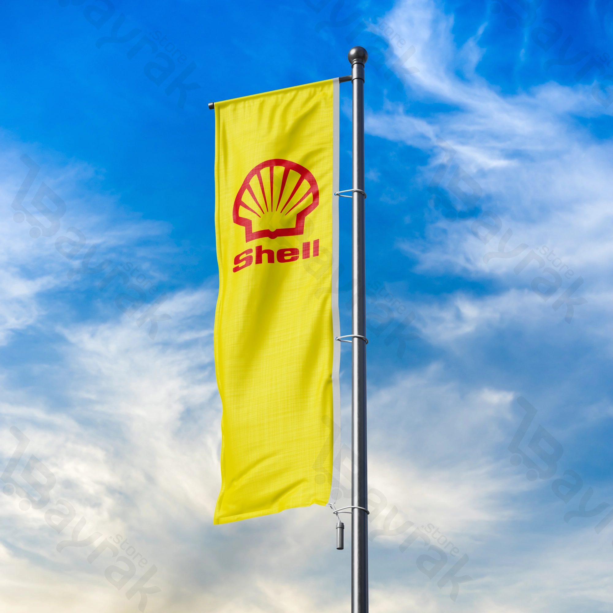 Shell İstasyon Bayrağı Shell Dikey Benzinlik Flaması - Görsel 1