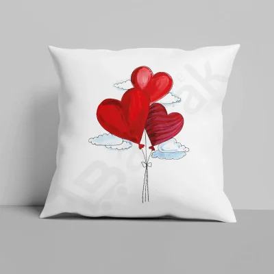 Kalp Balon Desenli Yastık